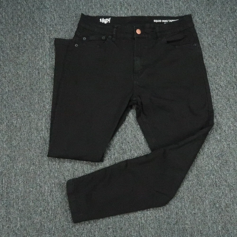 Mugsy Jeans Mens 33x28 Black Squid Inks 5 Pocket Stretch Preppy